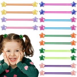 14PCS Ball Charm Hair Ties for Little Girls, Double Heart Bead Rubber Band, No Damage Ponytail Holders for Toddler Girls(Star)