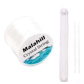 Malahill Elastic String Cord for Jewelry Making Bracelet Beading Thread,Stretchy String for Bracelets with 2 Pcs Beading Needles Beading Cord Clear 1.0mm