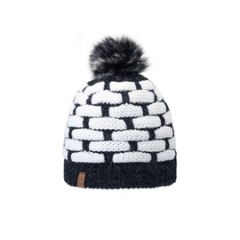 Michael Heinen Women's Winter Knitted Hat Winter Hat Lined Warm - black-white