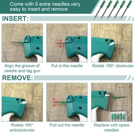 3576 Pcs Tagging Gun Clothes Garment Tag Attacher Kit with Needles Standard Plastic Barbs Fasteners Hang Tag Strings Gourd Safety Pins Retail Price Tags Size Labels for Store Warehouse (White)