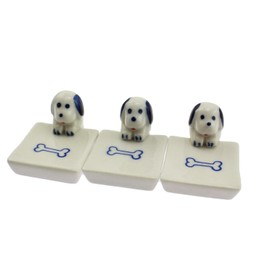 Speed Mao Cute Cat Stare at Fish, Doggy, Ceramic Chopsticks Rest, Caratry, Set of 6 (Dogs, Cat Set)