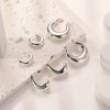 Kyerlyn 3 Pairs Silver Hoop Earrings for Women Twisted Chunky
