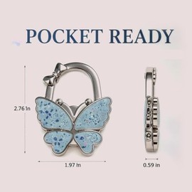 Paquete de 4 ganchos de mariposa para mesa, colgador de bolso plegable con diseño brillante para escritorio