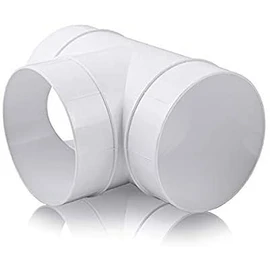 Fantronix 125 mm White Plastic Round Ducting Tee Junction Connector Hose Pipe Joiner Extractor Fan Tube 5 inch PVC Duct Joint T Piece for Domestic Air Conditioning HVAC Whole House Ventilation System