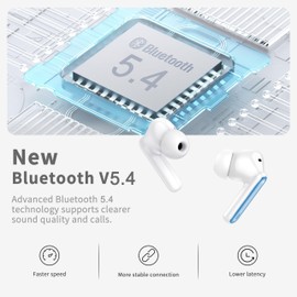Wireless Earbuds, 2026 Bluetooth 5.4 Ear Buds in Ear with 4 ENC Noise Cancelling Mic, New Wireless Earphones HiFi Stereo Deep Bass 40H Playtime, In-Ear Bluetooth Earbuds LED Display IP7, Lake Blue
