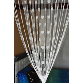 Homefab India White Heart Shape String Door Curtain (1 Pc) - 7 Feet,White,Door - 7 Feet,Polyester & Polyester Blend
