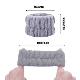 Wrist Wash Band, 2 Pairs Elastic Microfibre Face Wash Cosmetic Hair Band, Spa Bracelets for Absorbent Sweatband for Women Girls, Makeup Wrist Face Skin Care