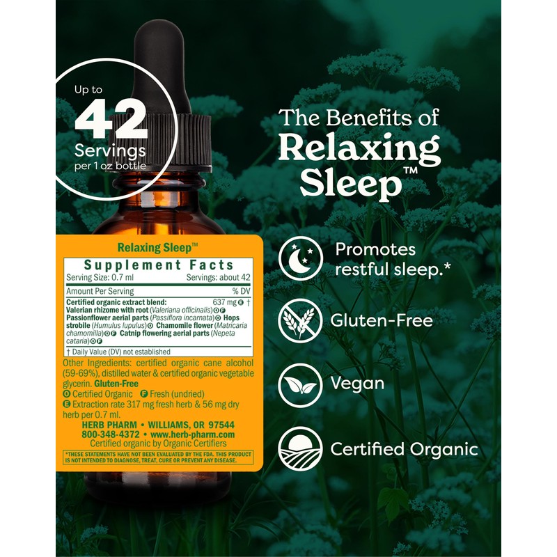 Herb Pharm Relaxing Sleep Herbal Formula with Valerian Extract -