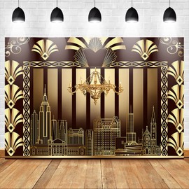 Avezano The Great Gatsby Themed Backdrop 1920s Photography Background Retro Roaring 1920's Luxury Party Happy Birthday Wedding Decoration Pictures Background Photo Booth Studio Props (10ftx6.5ft)