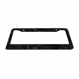 Nicokee Decorative License Plate Frame Marble Texture Black Car Tag Cover Aluminum Auto License Plate Holder for Men Women