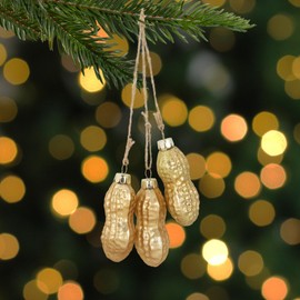 Northlight 9.5" Gold Glittered Peanut Cluster Glass Christmas Ornament