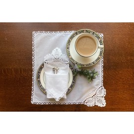 milkcat Cotton Lace Table Napkin Set of 2 Afternoon Tea Handkerchiefs for Ceremonial Occasions (30 x 30)