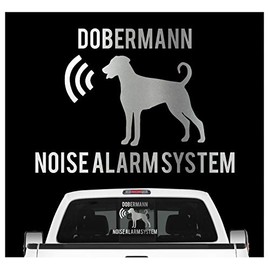 siviwonder Dobermann Unkupiert Noise Alarm System Car Sticker Dog Foil Dobi Dobie Colour Metallic Silver Size 10 cm