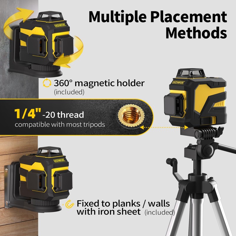 IKOVWUK Laser Level, 3x360° Cross Line Laser for Construction and