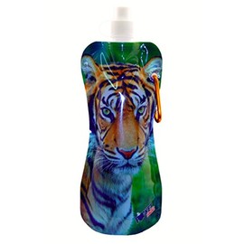 Pocket Bottles Zees Inc Cb1020 Tiger Foldable Bottle, 16 Oz, Multicolor