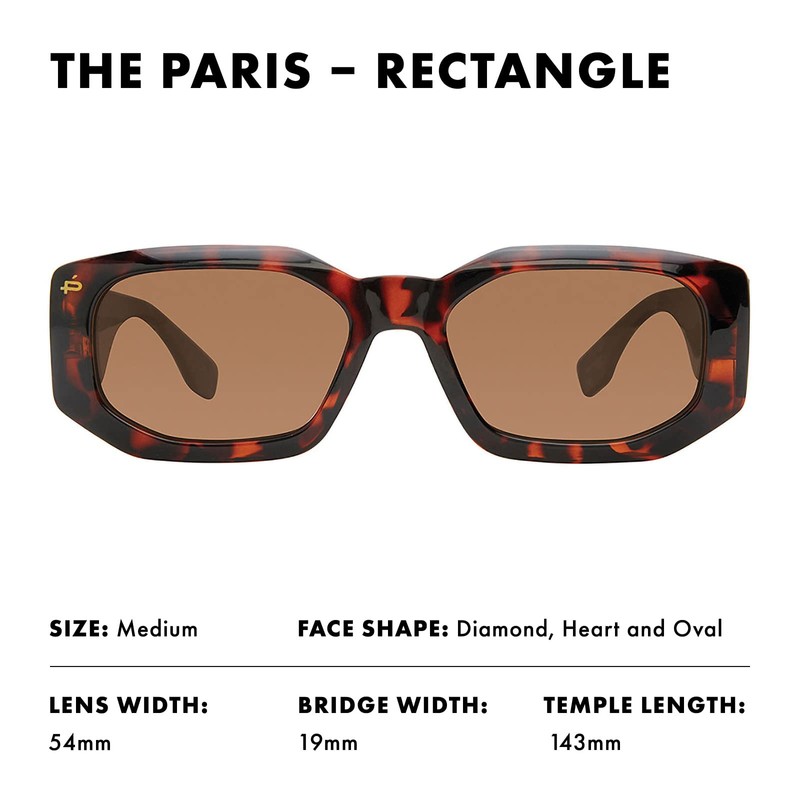 Prive Revaux The Paris Rectangular Sunglasses – Handcrafted, Polarized, 100%