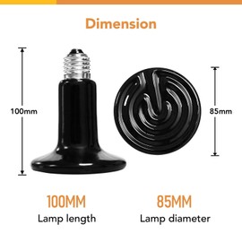 Simple Deluxe 100W Ceramic Reptile Heat Lamp Bulb & 150W Clamp Light with 8.5" Aluminum Reflector Combo for Amphibian Pets& Incubating Poultry Heater, 2-Pack