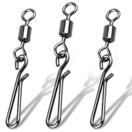 SILANON Fishing Barrel Snap Swivels,Rolling Barrel Swivels with Hanging Snaps Stainless High Strength Fishing Snap Clip Saltwater Freshwater Swivel Snap Fishing Tackle Connector