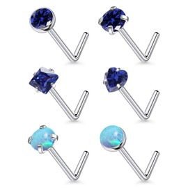 Leiainely F136 Titanium 18g L Shaped Nose Rings Studs Piercings Jewelry for Women Men 18 Gauge Hypoallergenic