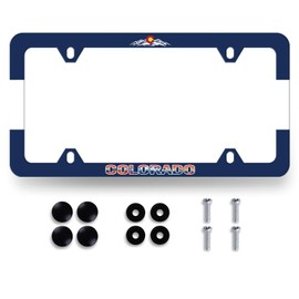 Colorado Bottom Flag License Plate Frame State Flag License Plate Colorful Stainless Steel Accessory Funny License Plate Decoration with Screws 12.3" x 6.3" for US Canada Standard Vehicle Size