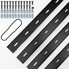 ICITYWALL 2 Pack 24”L x 3”W C Channel Steel Support, 3/4" Leg, Metal Support Bracing Hidden C Bracket for Table Top Live Edge Slab Woodworking, Black Coat Finish 4 Holes, Inserts & Bolts Included