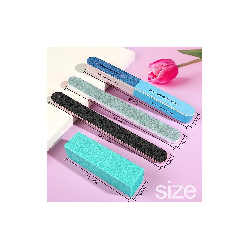 FANDAMEI Nail Files and Buffers, 20PCS Nail File Kit. Rectangular