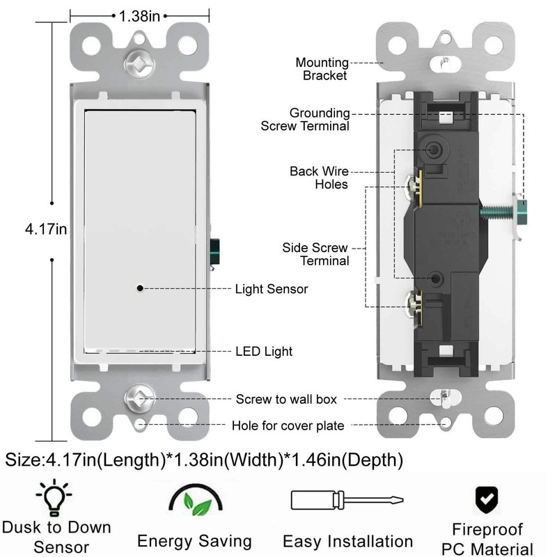 2 Pack Illuminated Light Switch,Paddle Rocker Wall Switch with LED