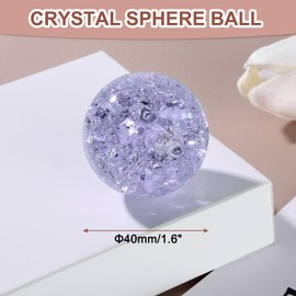 uxcell 40mm/1.6" Crystal Sphere Ball Ice Cracked Glass Solid Decorative Sphere Crystal Ball Prop Ornament for Feng Shui Divination Fortune Telling Tabletop Fountain Decoration, Purple