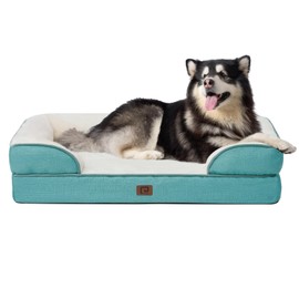 EHEYCIGA EHEYCIGA Orthopedic Dog Beds for Extra Large Dogs, Waterproof Memory Foam XXL Dog Bed with Sides, Non-Slip Bottom and Egg-Crate Foam Big Pet Couch Bed with Washable Removable Cover, Turquoise Blue