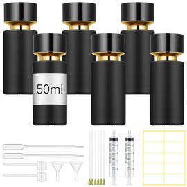Teenyyou 6 Pack 50ml Glass Perfume Bottles and Refill Tools Set, Travel Perfume Atomizer Spray Bottles, Portable Empty Refillable Atomizer Decanters with Dispenser Transfer Kit