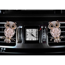Bestbling Crystal Bling Sparking Car Fragrance Owl Car Diffusser Air Freshener with Vent Clip (Style 2)