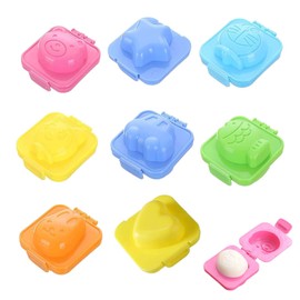8 Pieces Egg Shaper for Boiled Eggs - Onigiri Mould, Boiled Egg Mould, Egg Shaper, Sushi Rice Mould, Plastic Set of 8 - Non-Stick Easy to Clean for Home, Office, Camping - Random Colours