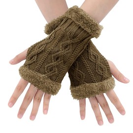 Fingerless Gloves for Women - Arm Wrist Warmers, Thicken Plush Ladies Winter Arm Fingerless Gloves Mittens Wrists Knitted Warmers with Thumb Hole for Women Gifts