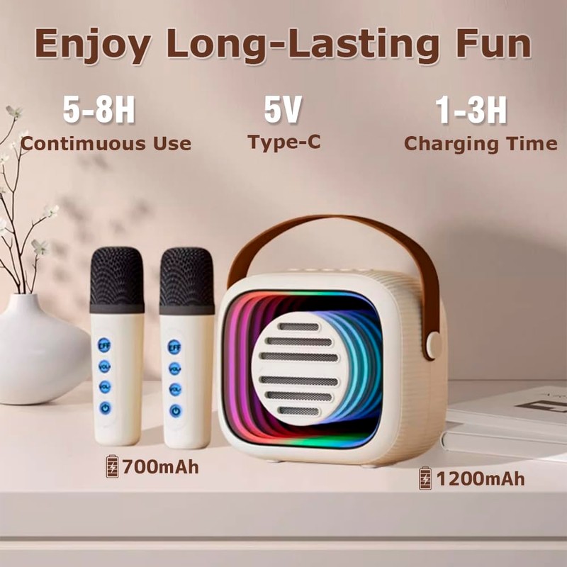 Portable Karaoke Machine with 2 Wireless Microphone,Karaoke Machine for Adults
