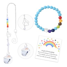 Rainbow Bridge Bracelets for Dog Loss Sympathy Gift Paw Print Crystal Sun Catcher Pet Memorial Gifts for Dog Cat Angel of Friendship Bracelet Paw Print Bead Memorial Crystal Wind Chime