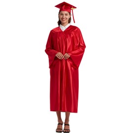 Grad HAGO Adult Unisex Graduation Gown Cap Tassel Set 2024 for College High School Graduates, Red, 51