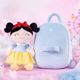 Gloveleya Toddler Backpack for Girls Kids Backpacks Soft Girl Toys Plush Baby Girl Gifts with Plush Princess Shelley Doll Blue 9"