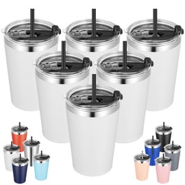 VEGOND 12oz Tumbler Stainless Steel Tumbler bulk Vacuum Insulated Double Wall Travel Tumbler with Lid and Straw Reusable Tumbler, White 6 Pack