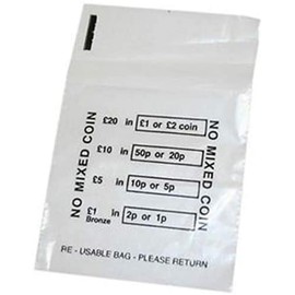 Angel Malone A Pack of Eco Friendly Coin Money Bank Bags Cash Handling Banking - UK Seller (100)