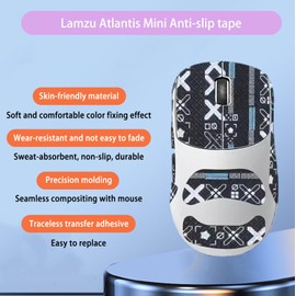 NOUKAJU Mouse Grip Tape Full Coverage for Lamzu Atlantis Mini 4K Wireless Gaming Mouse, Mouse Anti Slip Grip Tape,Self-Adhesive PreCut Sweat-Resistant Professional Mice Upgrade Kit(Black)