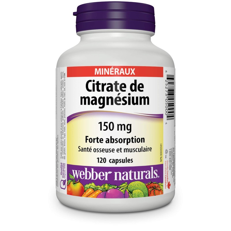 Webber Naturalsﾮ Magnesium Citrates High Absorption 150 mg 120 Capsules