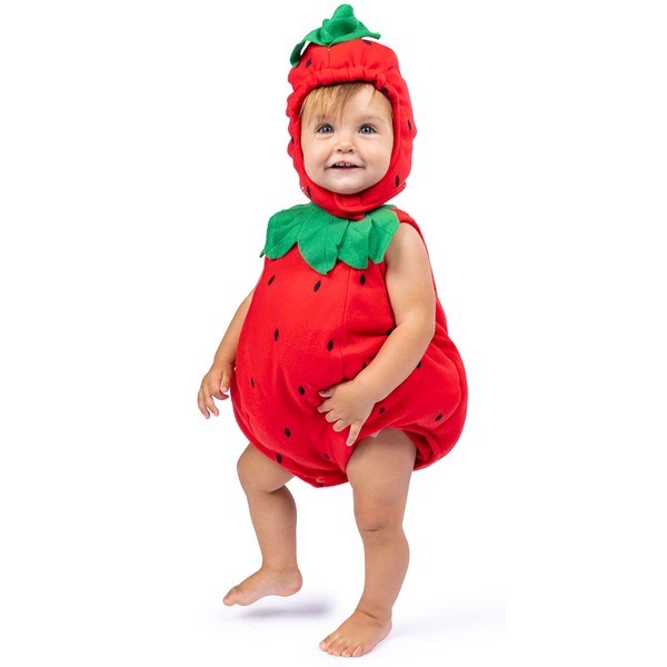 Dress Up America - Cute Baby Strawberry Costume, Multicoloured, Size 12-24 Months (Weight: 10-13.5 kg, Height: 74-86 cm), 277-12-24