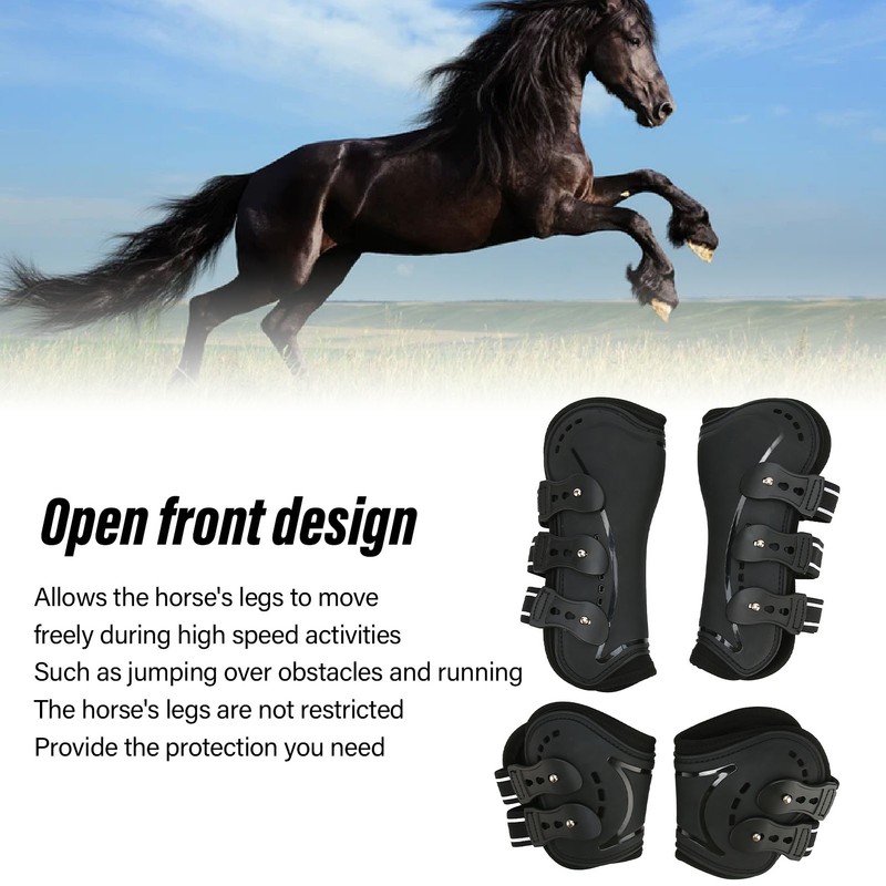 Horse Front Hind Leg Boots Shock Absorption Breathable Open Front