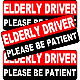 Miss Kiss 3PCS Elderly Driver Car Magnet Sign, Magnet for Car Please Be Patient to Old Grandma and Grandpa, Gag Prank Gifts for Women, Men, Senior Citizen Drivers Funny Joke 10 * 4 Inch (RED)