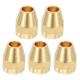 PATIKIL 3/8" Brass Flare Nut, 5Pcs 45 Degree Short Flare Tube Fitting Pipe Fittings for Air Conditioner, Water, Air, Oil, Gas Line, Brass Tone