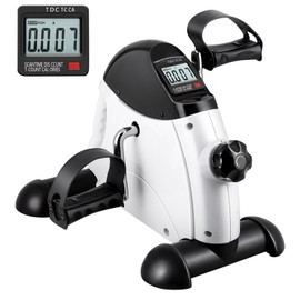 Mini Exercise Bike, AGM Under Desk Bike Pedal Exerciser Foot Cycle Arm & Leg Peddler Exerciser Machine with LCD Screen Displays (White)