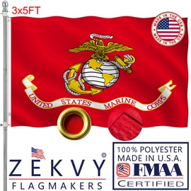 ZEKVY US Marine Corps USMC Flag 3x5 Outdoor Made in USA - Double Sided Heavy Duty Vivid Color US Military Army Flags Long Lasting with 2 Brass Grommet