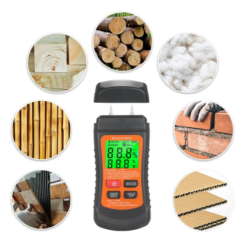 Moisture Meter Wood Moisture Detector Intelligent Temperature Humidity Measuring Digital