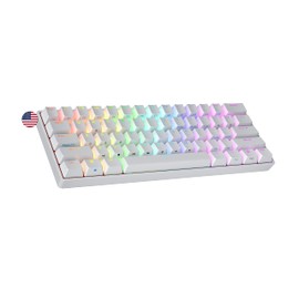 Ranked N60 Nova 60% Form Factor | Hot Swappable Mechanical Gaming Keyboard | 61 Keys Multi Color RGB LED Backlit for PC/Mac Gamer (White, Gateron Pro Yellow)