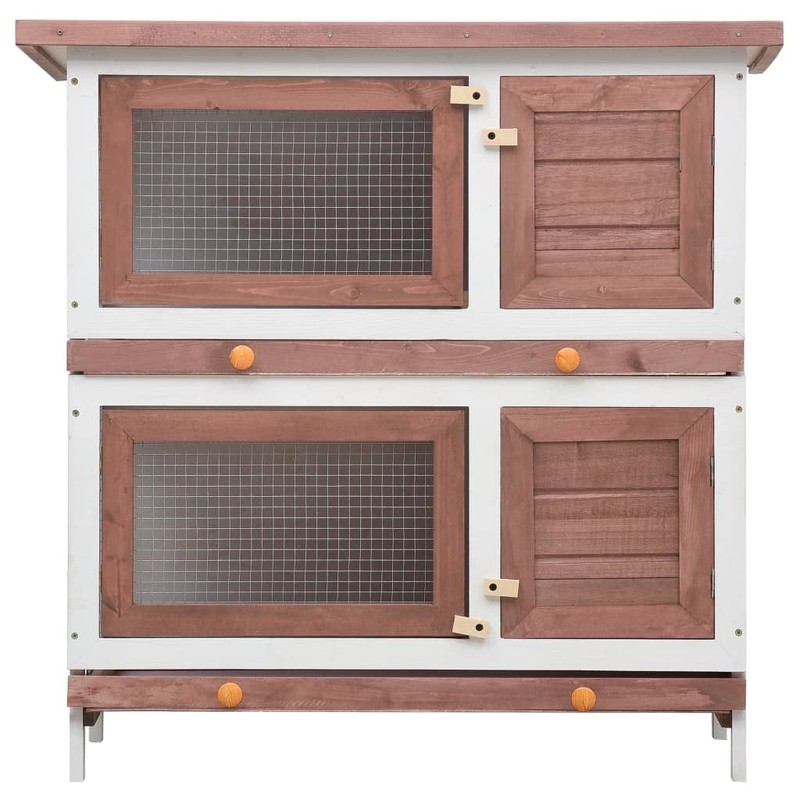 CHARMMA Outdoor Rabbit Hutch 4 Doors Brown Wood-Brown-12.9KG
